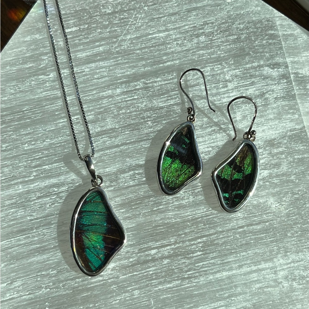 Butterfly wing sterling Silver Jewelry Set